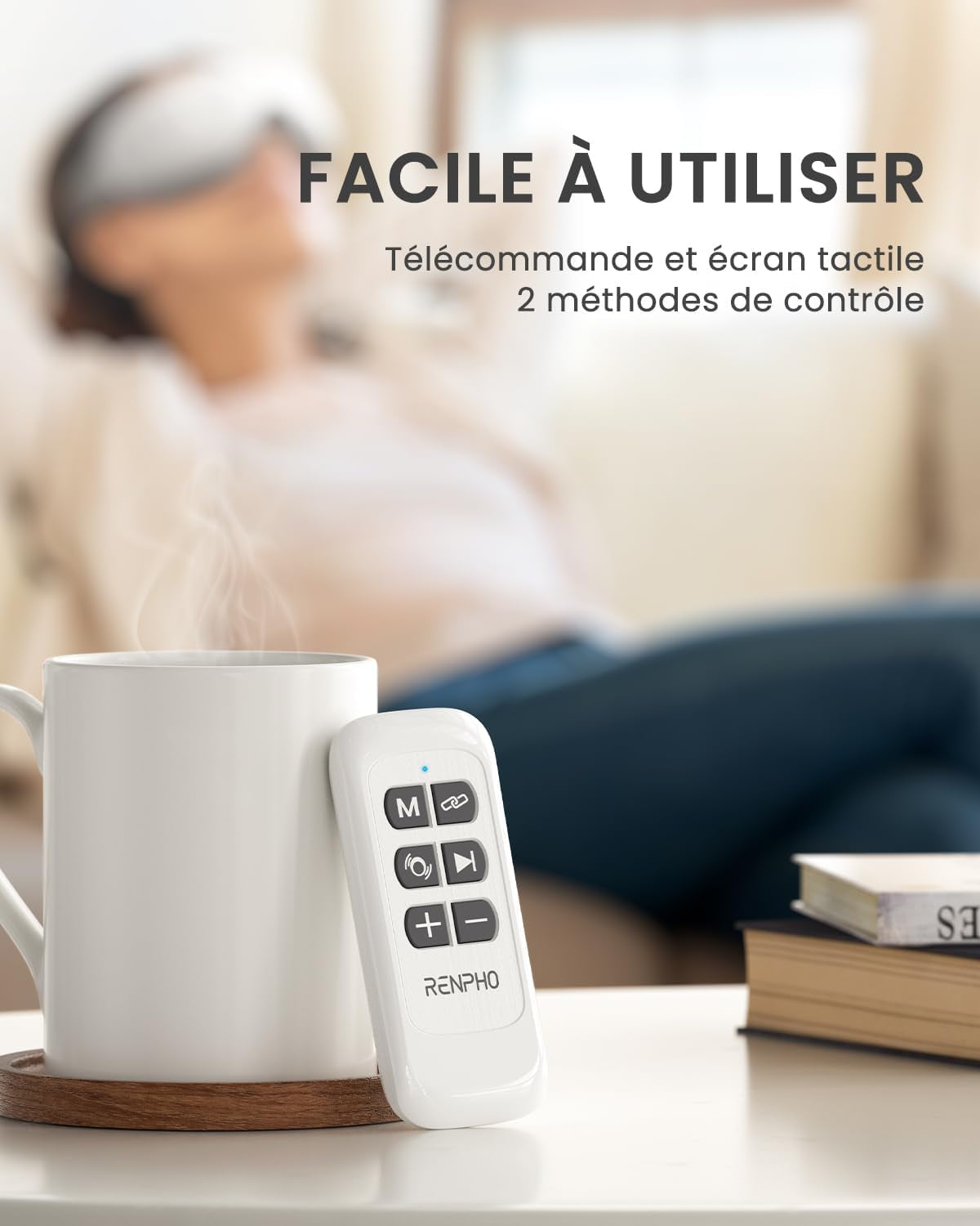 Eyeris 1 - Masseur Oculaire Avec Télécommande Et Chaleur, Vibration Et Musique Bluetooth, Masque Massage Yeux Pour Le Sommeil, Les Yeux Secs, Cadeaux Pour Femme Et Homme | 2 Intensités De Massage, Appareil De Massage Oculaire Chauffant Pour Soulager La Fatigue Oculaire Et Les Tension De La Tête