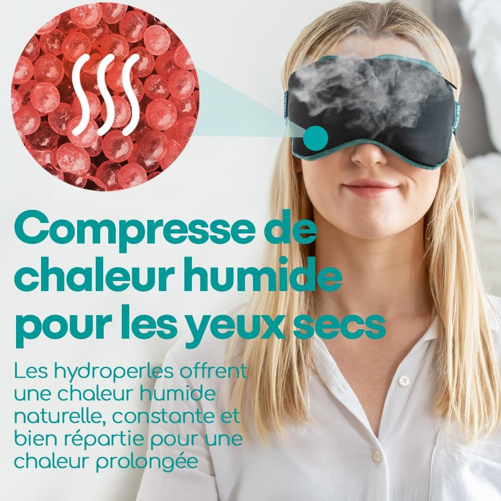 Découvrez le Masque Chauffant et Rafraîchissant 2 en 1 pour Yeux - Soulagement Instantané des Yeux Secs, Gonflés et Fatigués avec Technologie HydroBead