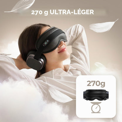 HubiCare Masque Relaxant pour les Yeux - Annulation du Bruit, Thérapie de Chaleur et Musique Bluetooth pour une Détente Ultime