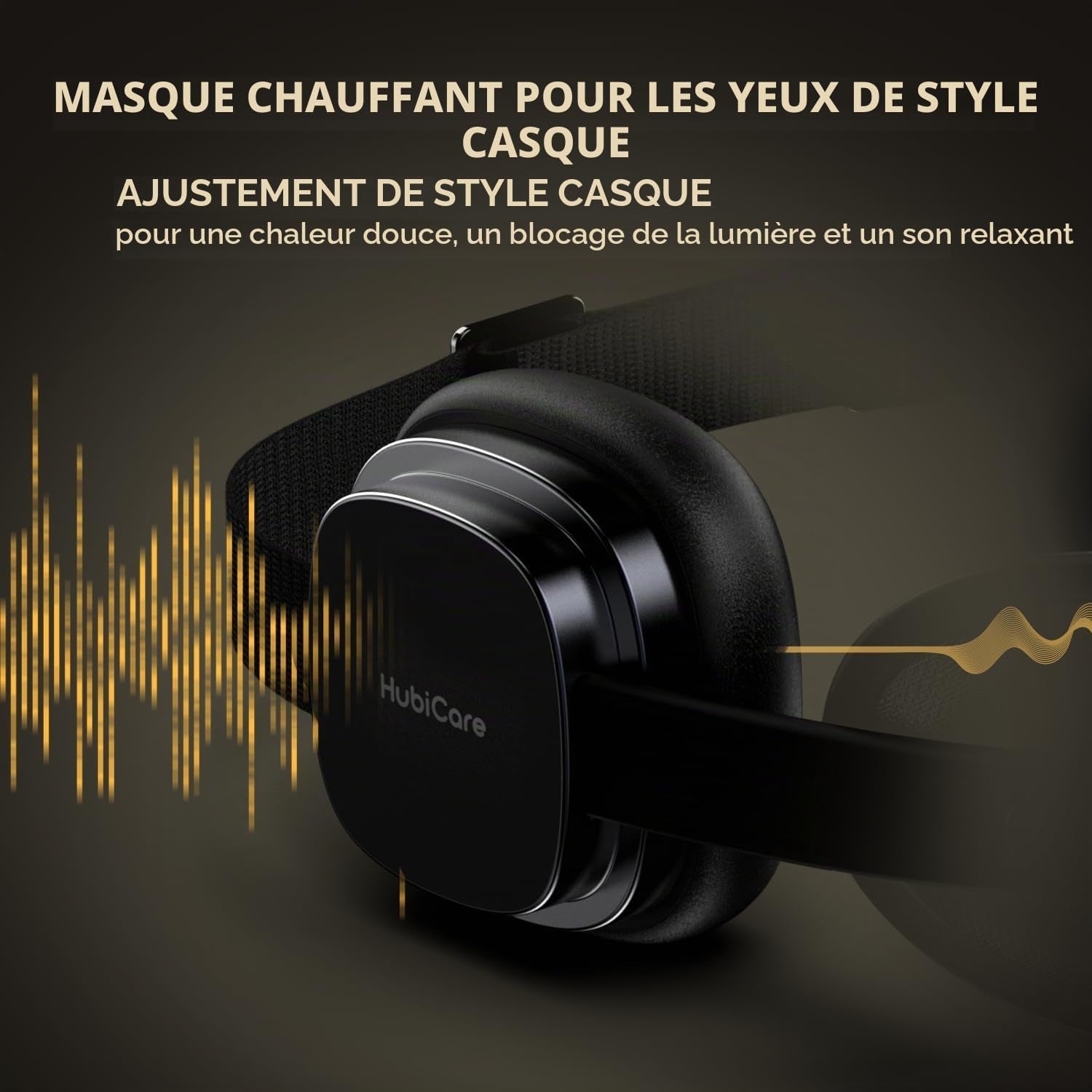 HubiCare Masque Relaxant pour les Yeux - Annulation du Bruit, Thérapie de Chaleur et Musique Bluetooth pour une Détente Ultime