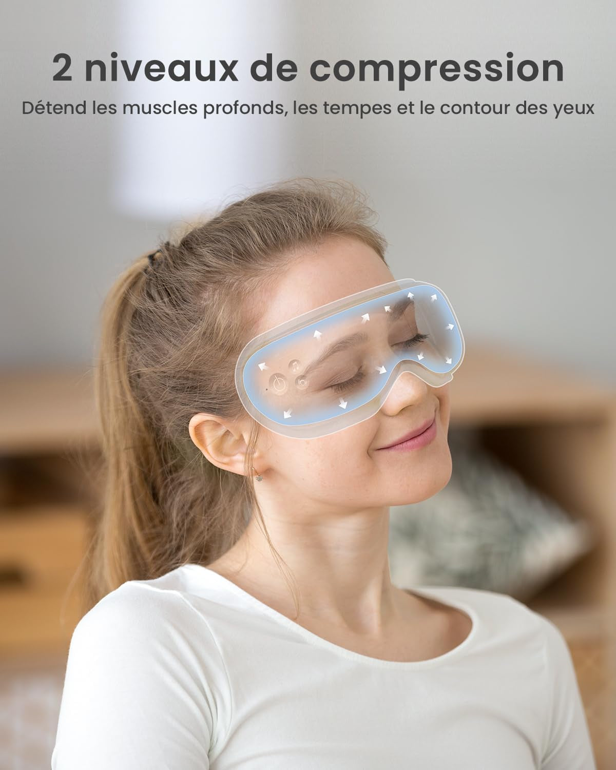 Eyeris 1 - Masseur Oculaire Avec Télécommande Et Chaleur, Vibration Et Musique Bluetooth, Masque Massage Yeux Pour Le Sommeil, Les Yeux Secs, Cadeaux Pour Femme Et Homme | 2 Intensités De Massage, Appareil De Massage Oculaire Chauffant Pour Soulager La Fatigue Oculaire Et Les Tension De La Tête