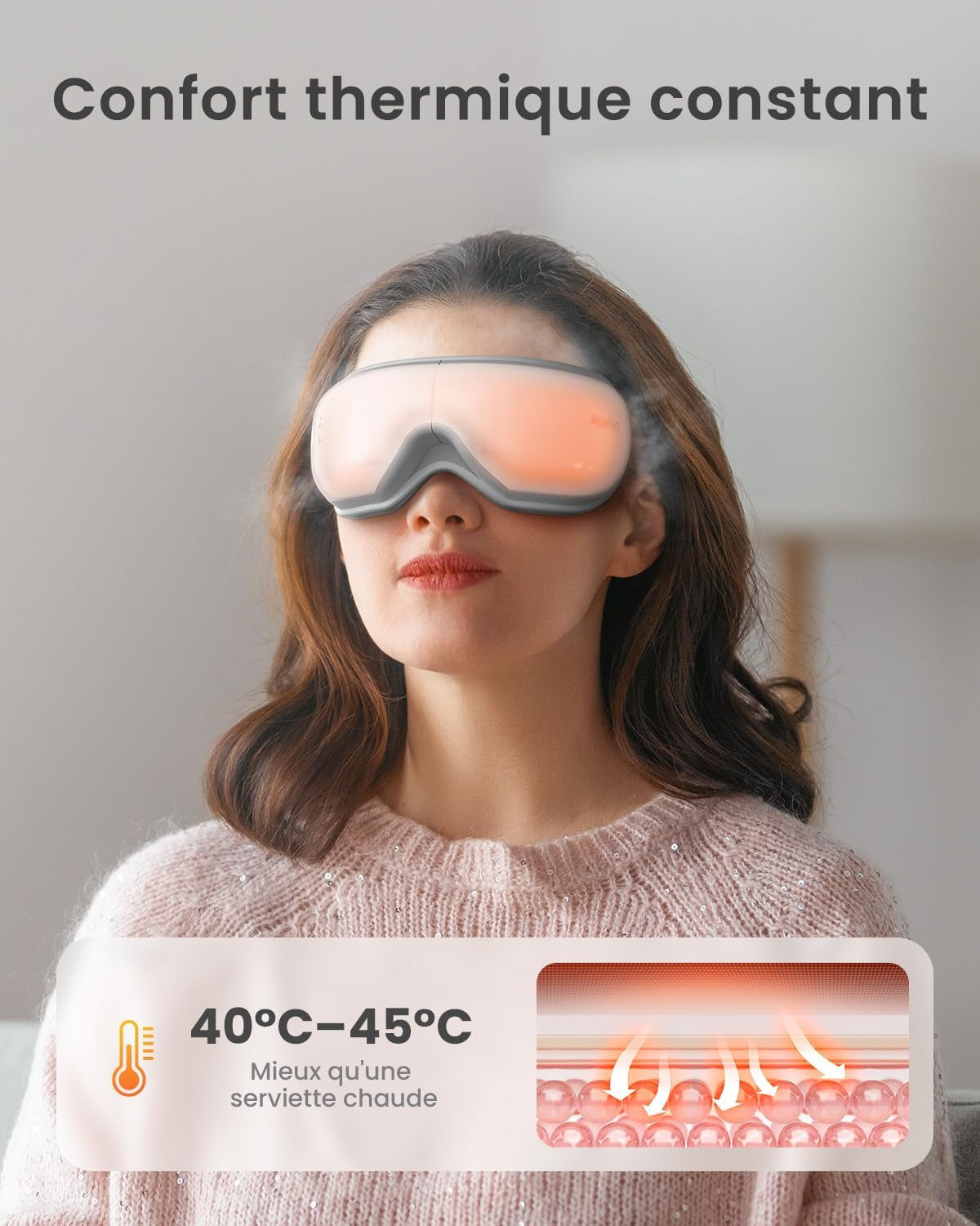 Eyeris 1 - Masseur Oculaire Avec Télécommande Et Chaleur, Vibration Et Musique Bluetooth, Masque Massage Yeux Pour Le Sommeil, Les Yeux Secs, Cadeaux Pour Femme Et Homme | 2 Intensités De Massage, Appareil De Massage Oculaire Chauffant Pour Soulager La Fatigue Oculaire Et Les Tension De La Tête