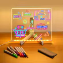 LED Message Board with Night Light and Colorful Pens - DIY Acrylic Drawing Board for Kids' Birthday Gifts
