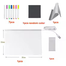LED Message Board with Night Light and Colorful Pens - DIY Acrylic Drawing Board for Kids' Birthday Gifts