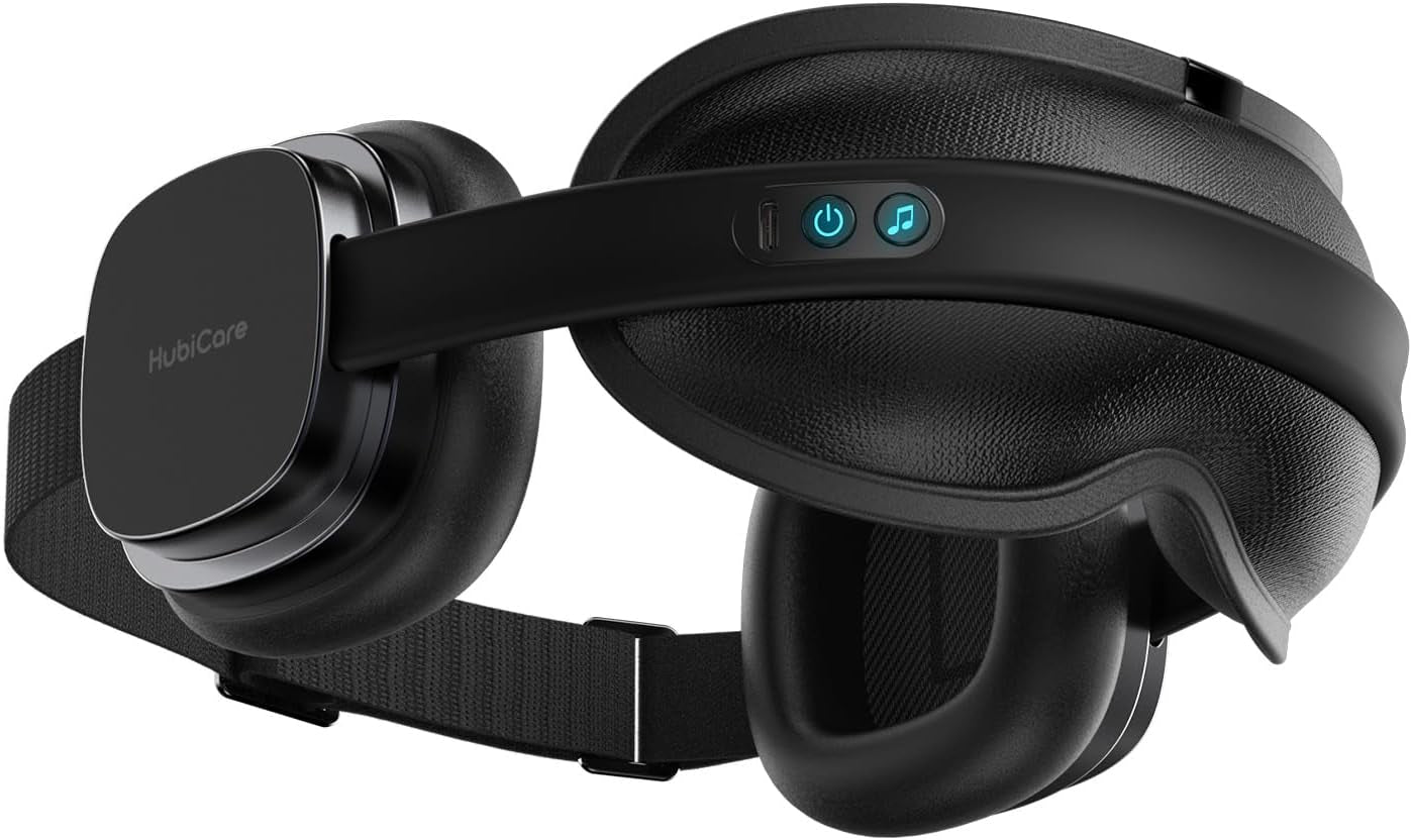 HubiCare Masque Relaxant pour les Yeux - Annulation du Bruit, Thérapie de Chaleur et Musique Bluetooth pour une Détente Ultime