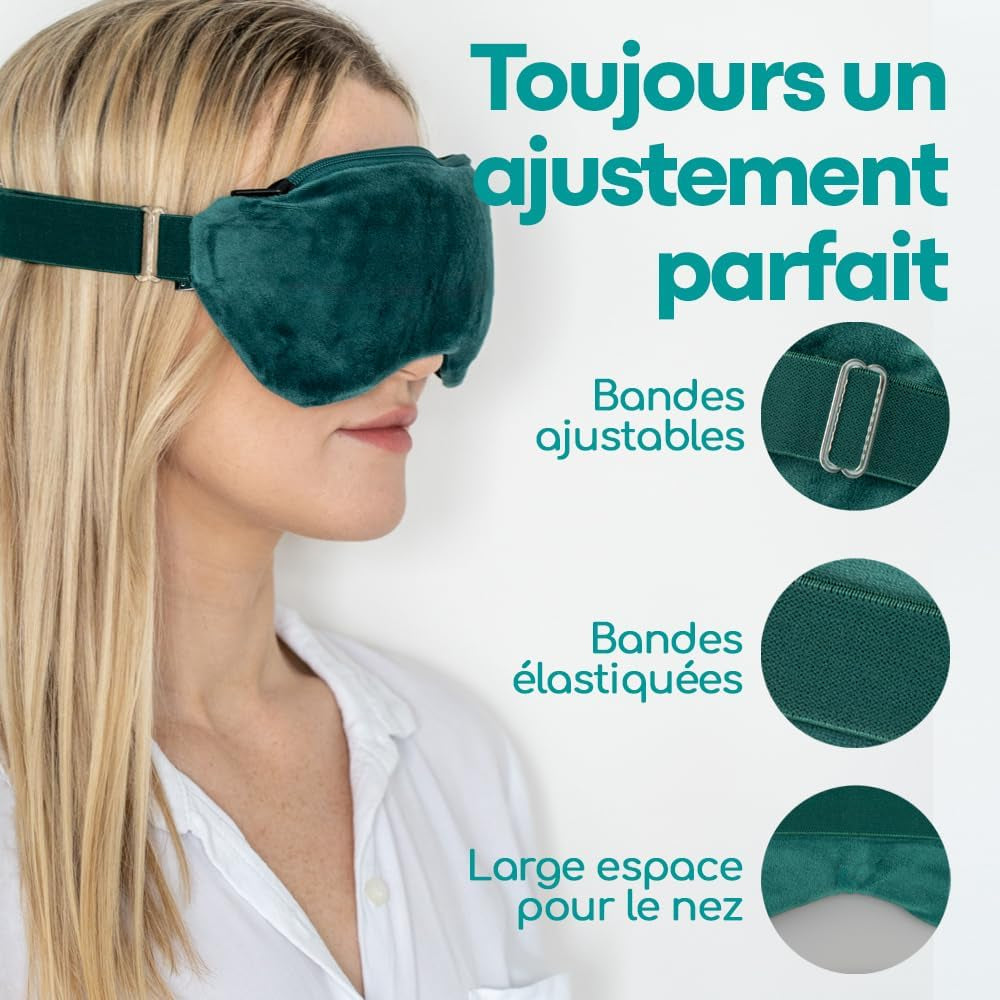Découvrez le Masque Chauffant et Rafraîchissant 2 en 1 pour Yeux - Soulagement Instantané des Yeux Secs, Gonflés et Fatigués avec Technologie HydroBead